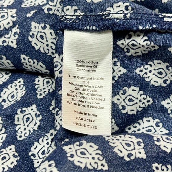 Talbots Embroidered Tunic Medallion Foulard Size M - Picture 8 of 9